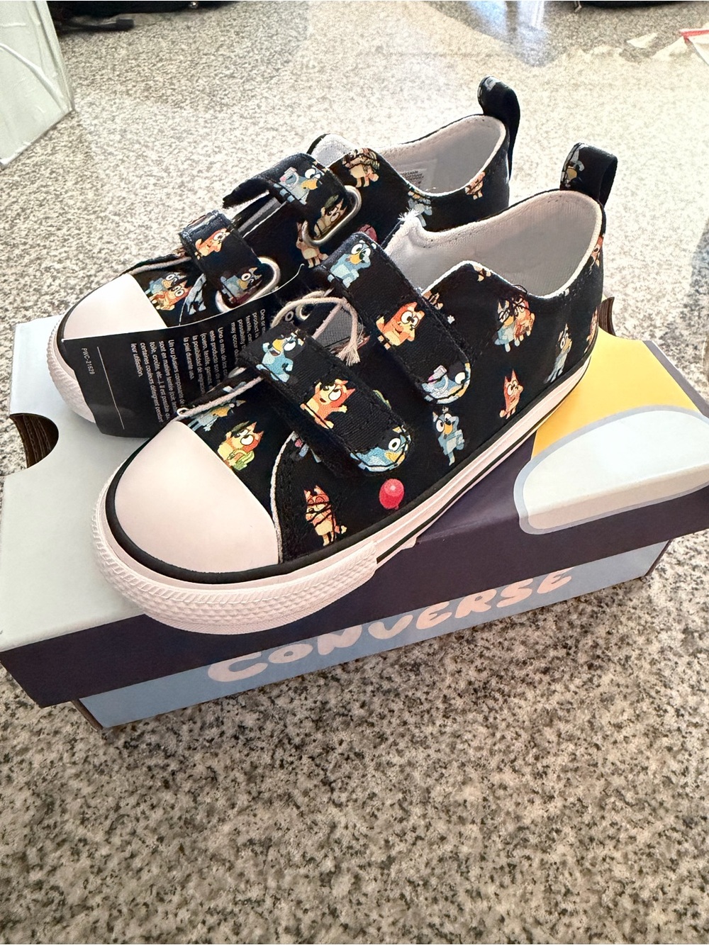 Converse Kids Black Bluey Velcro Sneakers size 10